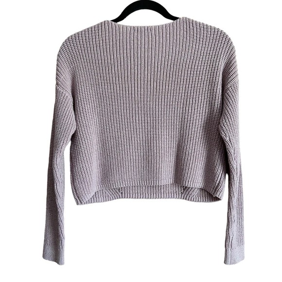 Wild Fable Cropped Sweater Purple Sparkly V-Neck Size Small S Long Sleeve Crop - Picture 10 of 10